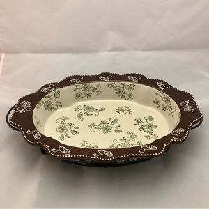 TEMP-TATIONS BY TARA FLORAL LACE 1.5 QT. CASSEROLE BAKEWARE DISH